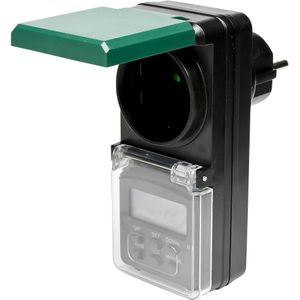 Benson Digitale tijdklok - voor buiten - spatwaterdicht - zwart - 230 Volt