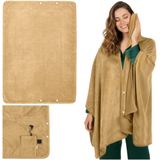 Ruhhy Verwarmde fleece deken beige met USB aansluiting knopen en draagfunctie als omslagdoek of plaid