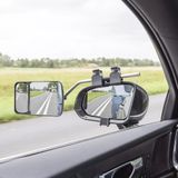 Caravanspiegel - Vlak Glas - Met Dodehoekspiegel - Zwart - PP Rubber Glas Staal