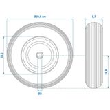 Pro Plus Kruiwagenwiel - PU band met Metalen Velg - Ø 396 x 87 mm - 4.00 - 8 - Asgat Ø 20 mm