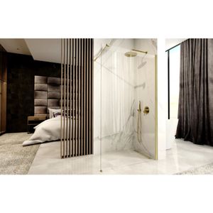 REA Gehard glas douchewand - geborsteld goud - waterafstotend - 100x195 cm