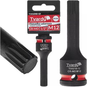 Tvardy Slagdop veelspaans M12 - chroom-molybdeen staal - voor slagmoersleutel - vierkante aandrijving 12,7 mm - zwart - auto en industrie