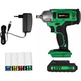 Hofftech - Slagmoersleutel - 20V - 380 Nm Koppel - Inclusief 4 Doppen - LED Verlichting