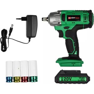 Hofftech - Slagmoersleutel - 20V - 380 Nm Koppel - Inclusief 4 Doppen - LED Verlichting