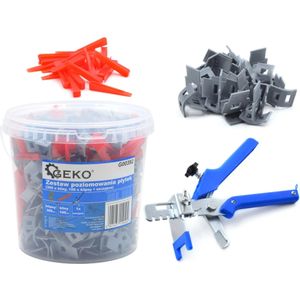 GEKO Tegel nivelleersysteem - Efficiënt en nauwkeurig - 300 clips, 100 wiggen, 1 tang - Geschikt voor 4-14 mm dikte
