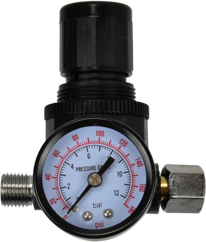 GEKO HVLP spuitpistool drukregelaar - nauwkeurige drukregeling - 0-12 BAR - 1/4" schroefdraad