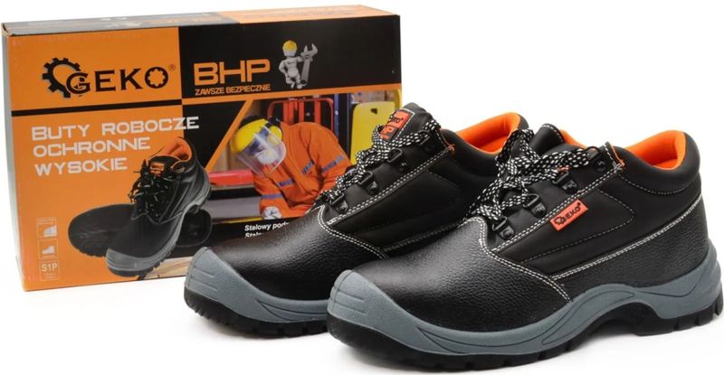 GEKO - Hoge Veiligheidsschoenen - Zwart - S1P - Stalen Neus - Antislip