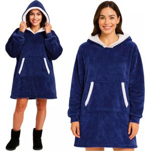 Ruhhy XXL – Sweatshirt Deken – Navy – Fleece – Capuchon – Sherpa Voering