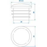 Pro Plus Insteekdop - Inslagdop - Rond - Ø 25 Mm - Skiffy - 4 Stuks