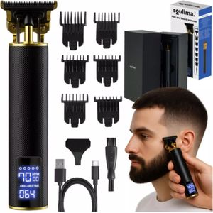 Soulima - Draadloze Haar- en Baardtrimmer - 3 Snelheden - LCD-display - 6 Opzetkammen - USB-C Opladen