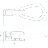 ProPlus Stud Fitting voor Bindrail - Dubbel met Ring - 115 x 50 x 26 mm