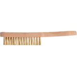 GEKO Drie-rijige roestborstel - hoekige draden - houten handvat - compact 28 cm - geel