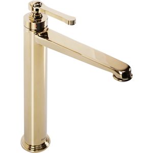 REA Hoge wastafelkraan - glanzend goud - luxe design - geschikt voor opbouw-waskommen