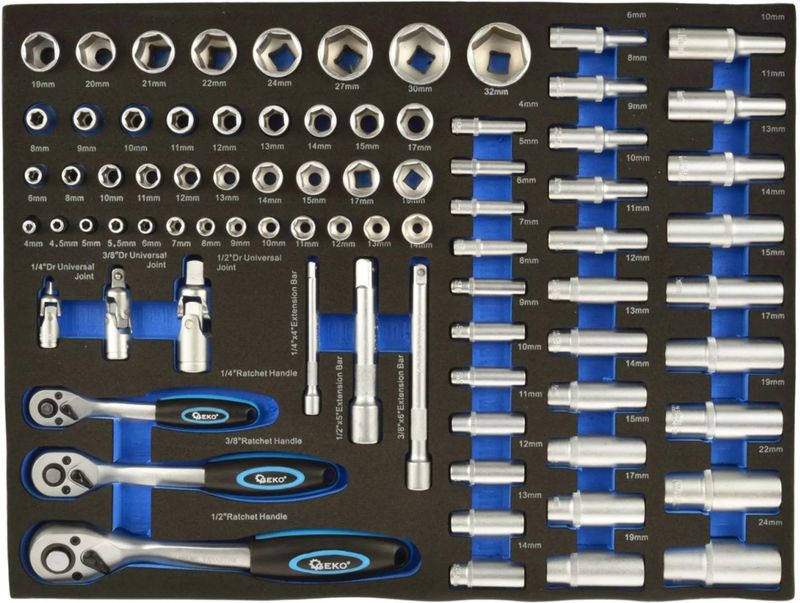 GEKO - Doppenset - 80-Delig - 1/4" en 1/2" - 6-Punts Ontwerp