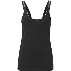 Yaya cotton singlet with straps t-shirt zwart