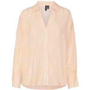 Vero moda vmbumpy l/s oversize shirt wv blouse wit