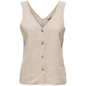 Jacqueline de yong jdysay s/l linen v-neck top w blouse grijs