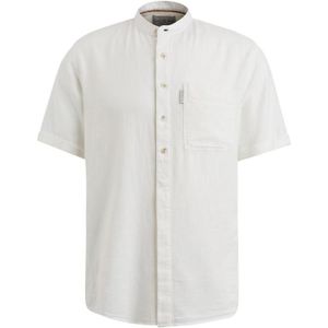 Cast iron short sleeve shirt cotton lin overhemd wit