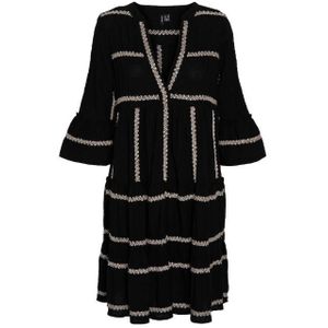 Vero moda vmdicthe 3/4 stripe emb tunic jurk zwart