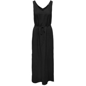 Jacqueline de yong jdysay s/l linen maxi tie dr jurk zwart