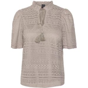 Vero moda vmhoney lace s/s tassel top w blouse grijs