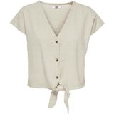 Jacqueline de yong jdysay s/s linen knot shirt w blouse grijs