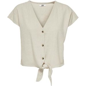 Jacqueline de yong jdysay s/s linen knot shirt w blouse grijs