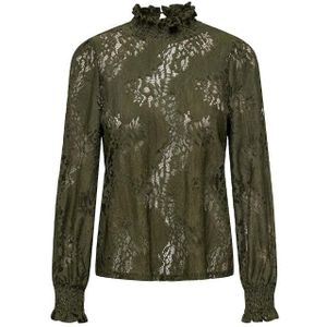 Only onlina zoey lace ls smock wvn blouse groen