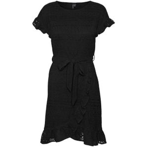 Vero moda vmhoney lace s/s short wrap d jurk zwart