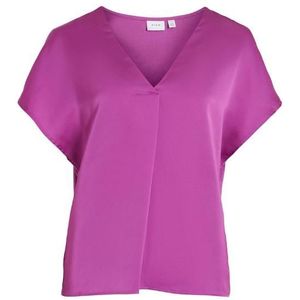 Vila viellette v-neck s/s satin to blouse paars