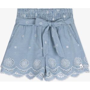 Indian bluejeans stripe embroidery short broek blauw