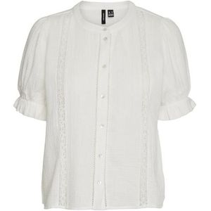 Vero moda vmnatali 2/4 lace short top w blouse wit