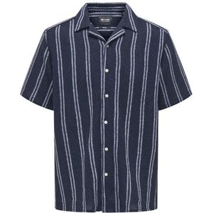 Only & sons onstrev life reg struc stripe overhemd blauw