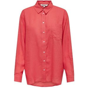 Only onltokyo l/s linen blend shir blouse rood