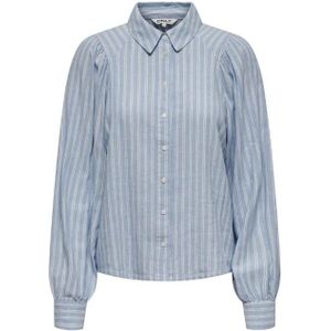 Only onlcaro l/s linen bl puff shi blouse blauw