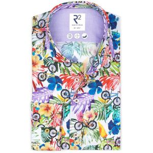 R2 flower bicycle print overhemd multi colour