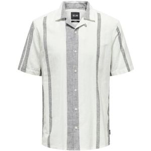 Only & sons onscaiden life stripe linen r overhemd wit