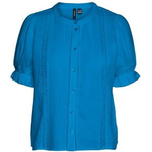 Vero moda vmnatali 2/4 lace short top w blouse blauw