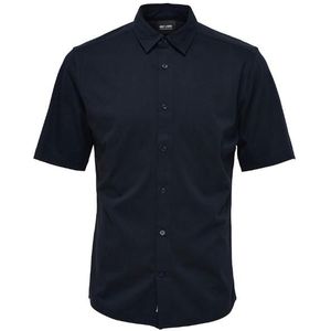 Only & sons onsmiles ss stretch shirt overhemd blauw