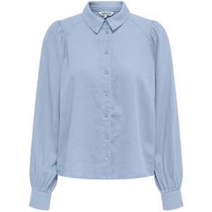 Only onlcaro l/s linen bl puff shi blouse blauw