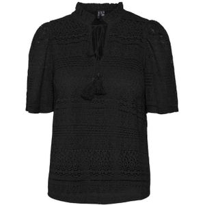 Vero moda vmhoney lace s/s tassel top w blouse zwart
