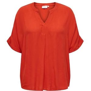 Only carmakoma cartilda life s/s v-neck top blouse rood