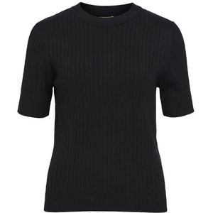 Object objnoelle s/s knit t-shirt no trui zwart