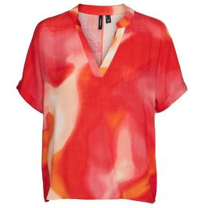 Vero moda vmjade s/s v-neck top wvn lcs blouse oranje