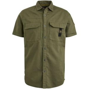 Pme short sleeve shirt ctn/linen overhemd groen