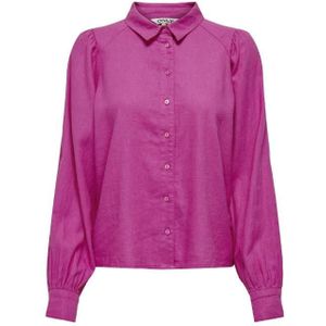 Only onlcaro l/s linen bl puff shi blouse roze