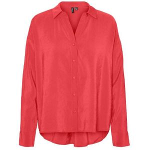 Vero moda vmqueeny ls oversize shirt wv blouse rood
