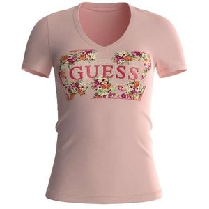 Guess ss vn logo flowers tee t-shirt roze