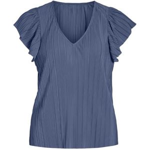Vila vikerasa c/s plisse top #6 blouse blauw