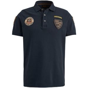 Pme short sleeve polo pique badge t-shirt blauw